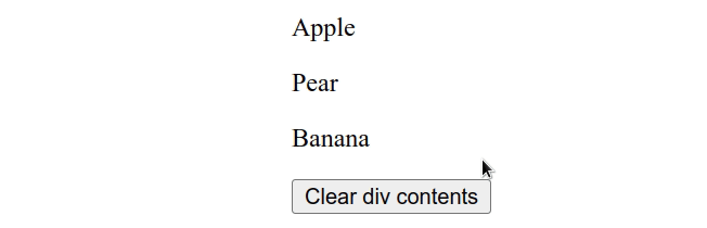 clear div contents on button click