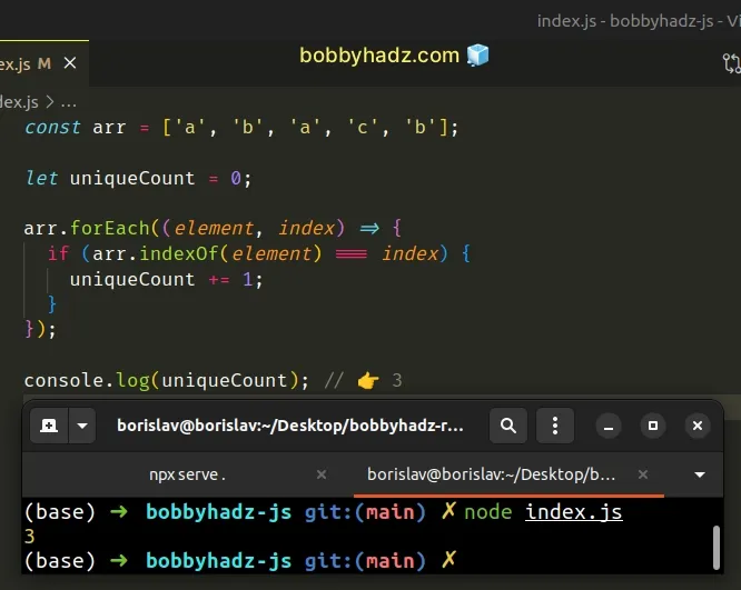 Count The Unique Elements In An Array In JavaScript Bobbyhadz