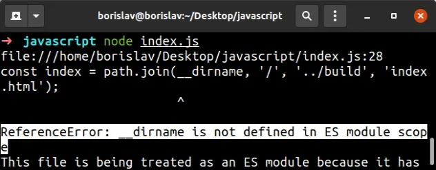 dirname is not defined in es module scope