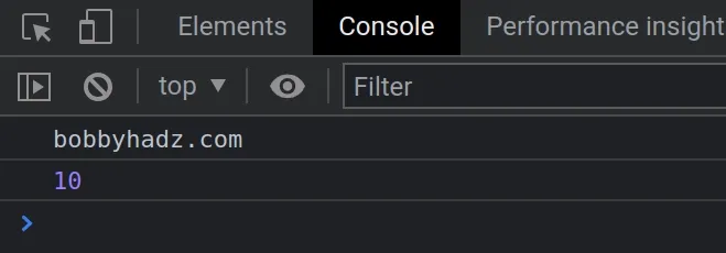 select console tab in browser