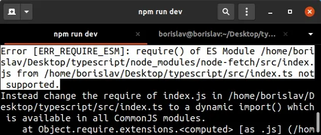 error err require esm require of es module