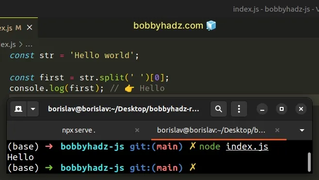 Get the First Word of a String in JavaScript | bobbyhadz