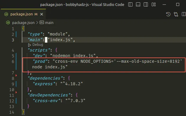 set node env directly in package json