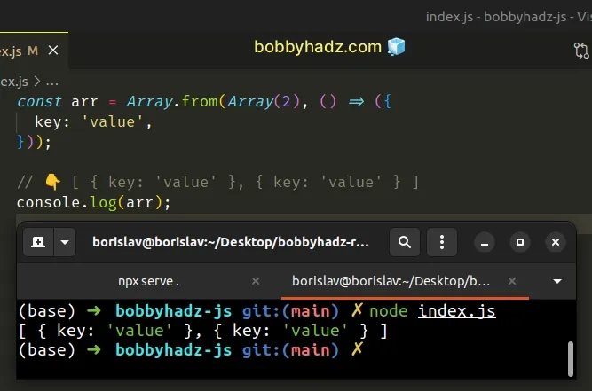 initialize array of objects in javascript