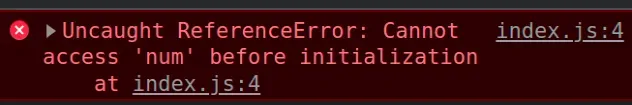 referenceerror cannot access before initialization