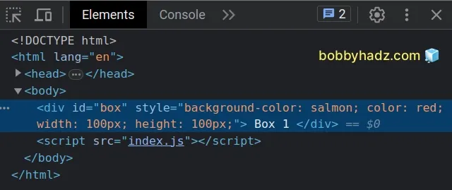 adding css style property to an element