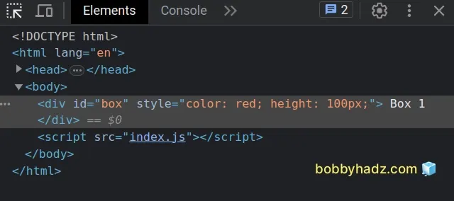 remove css style property from an element by setting it to null