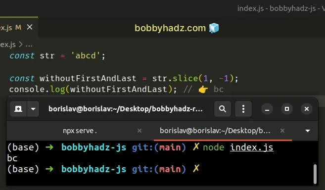 Remove First and Last Characters from a String in JavaScript | bobbyhadz