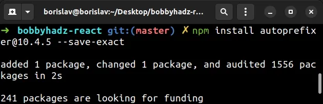 npm install auto prefixer save exact