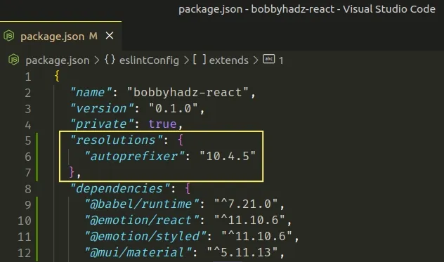 pin autoprefixer version using yarn