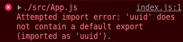 uuid does not contain default export