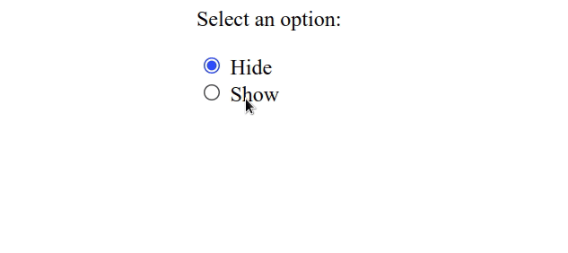 show hide element on radio button click