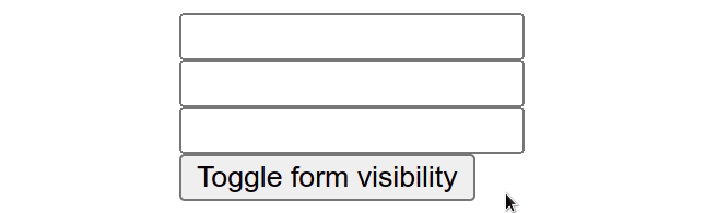 show hide form on click visibility hidden