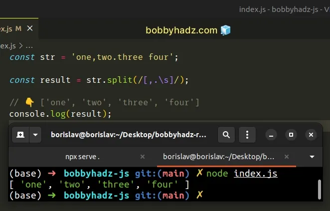 How To Split A String By A Regex In JavaScript Bobbyhadz