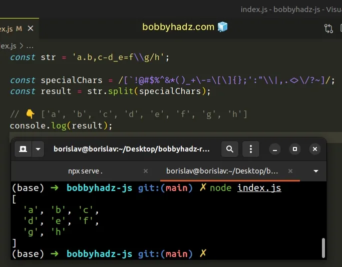 Split A String By Special Characters In JavaScript Bobbyhadz