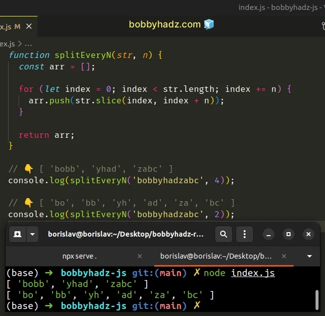 Split A String Every N Characters In JavaScript Bobbyhadz