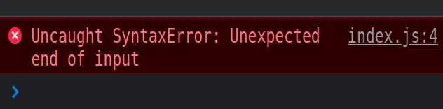 browser console line of error