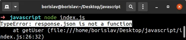 typeerror response json is not a function