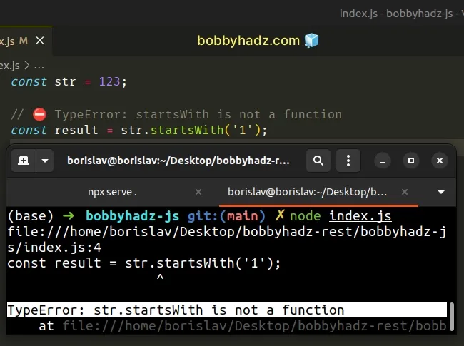 startswith is not a function