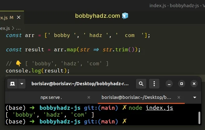 calling trim method on all strings in array