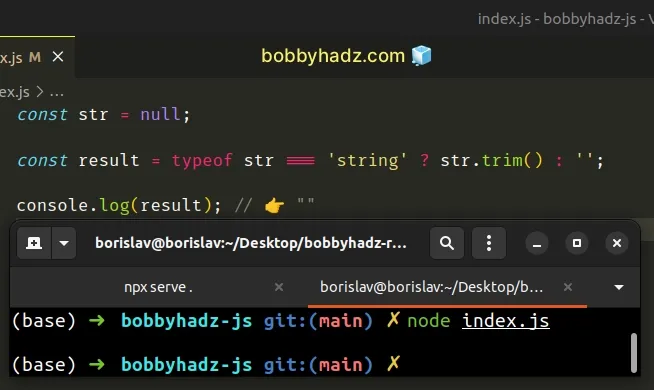 check if value is of type string before calling trim