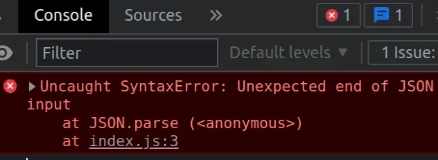 unexpected end of json input error