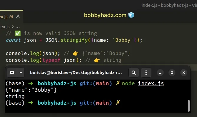 use json stringify to convert value to json