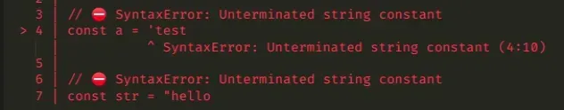 unterminated string constant