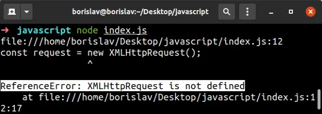 javascript xmlhttprequest is not defined