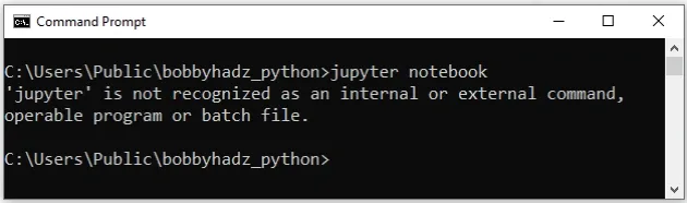jupyter is not recognized as internal or external command