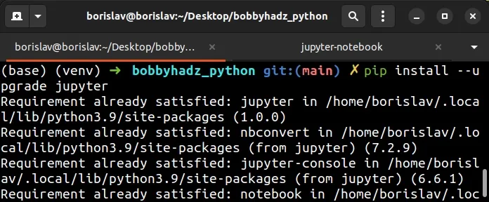 upgrade jupyter package