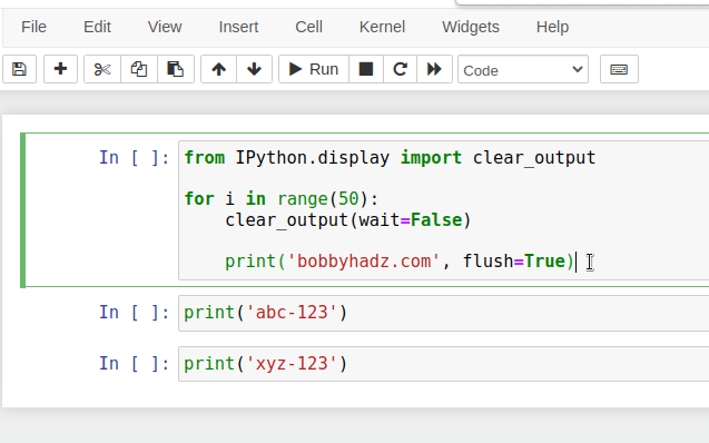 clear cell output using keyboard shortcut