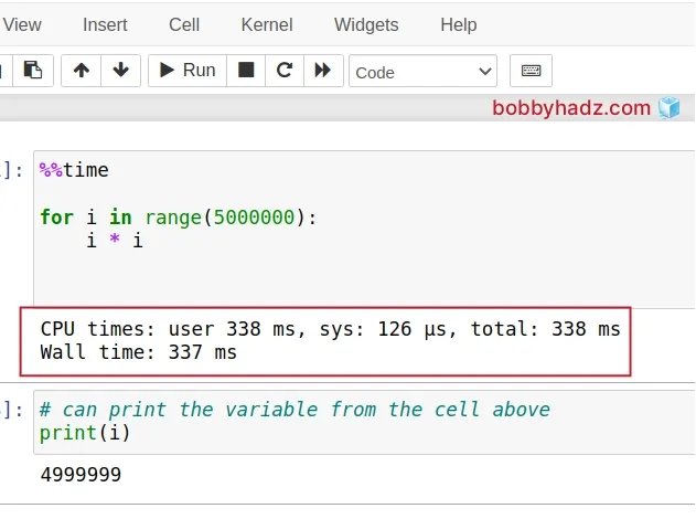measure cell execution time in jupyter notebook