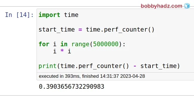 measure cell execution time using perf counter