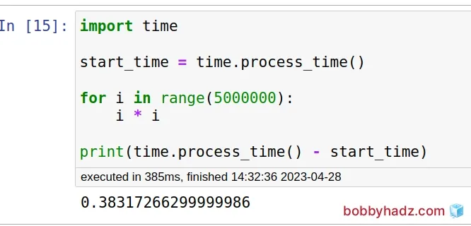 measure cell execution time using process time
