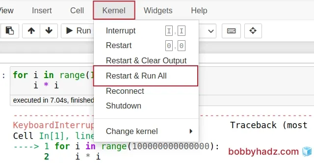 kernel restart and run all