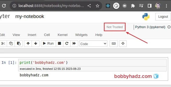 jupyter notebook not trusted issue