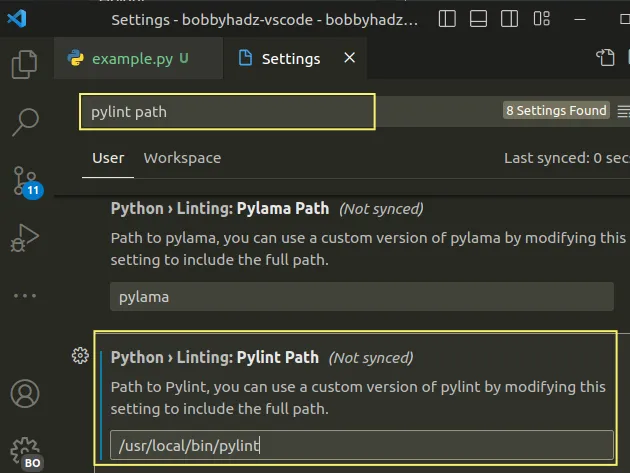 set pylint path on macos and linux
