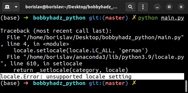 Python Locale Error Unsupported Locale Setting Solved Bobbyhadz