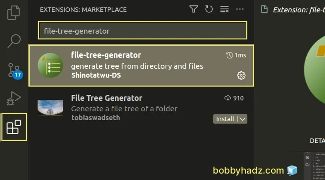 install file tree generator extension