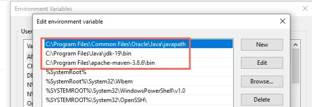 added path to java exe
