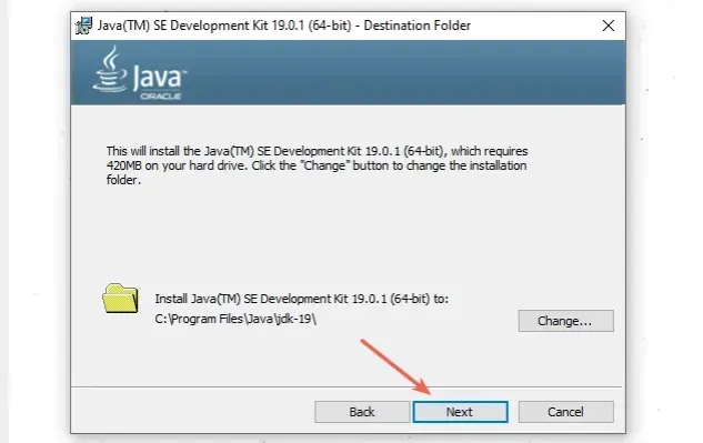 default java destination location