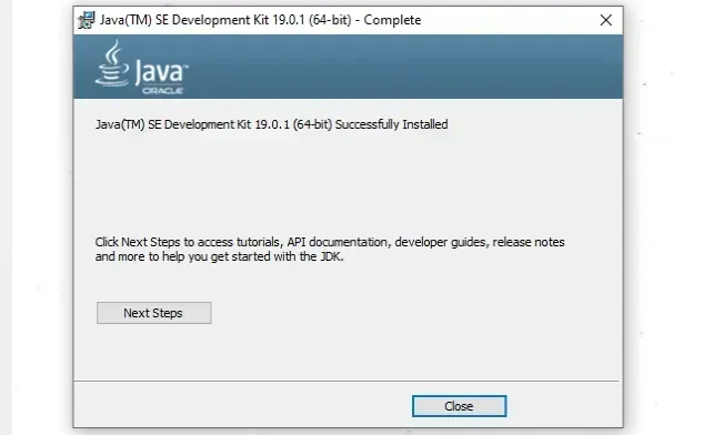 java installed successfully