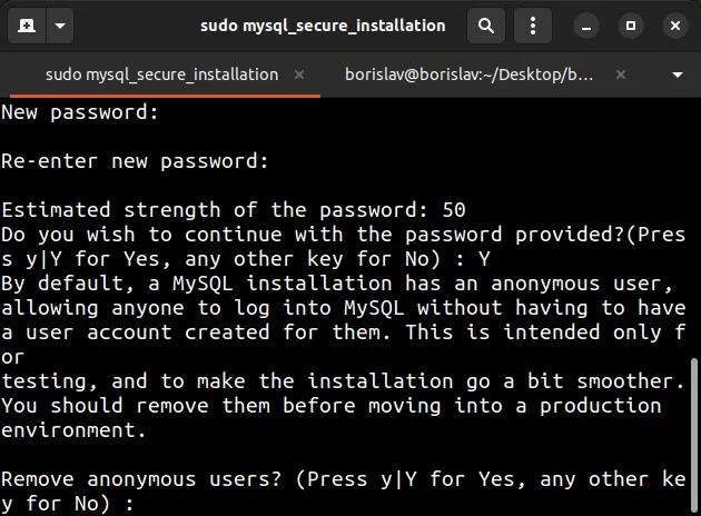 go through mysql secure installation process