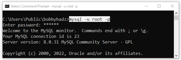 mysql connect to server