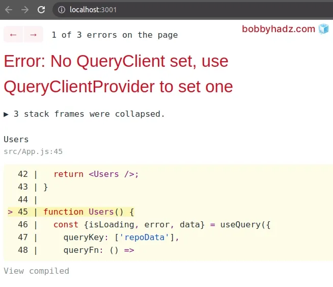 no queryclient set use queryclientprovider to set one