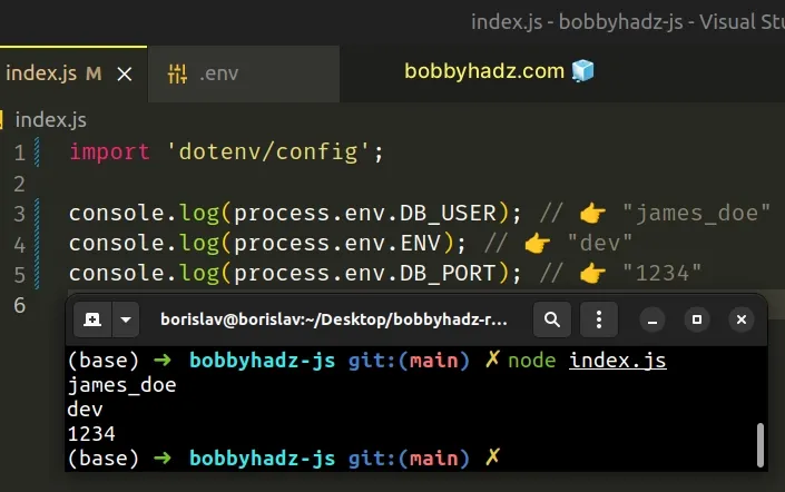 initialize dotenv module using es6 import export syntax