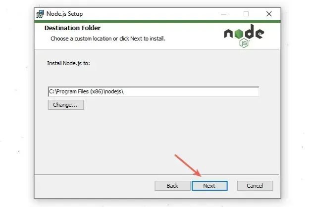 node select destination folder