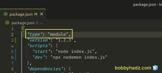 setting type to module in package json