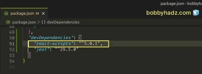 move react scripts to dev dependencies